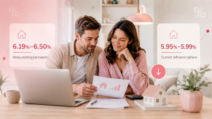 Australian homeowners comparing current home loan refinance rates with their existing mortgage rate